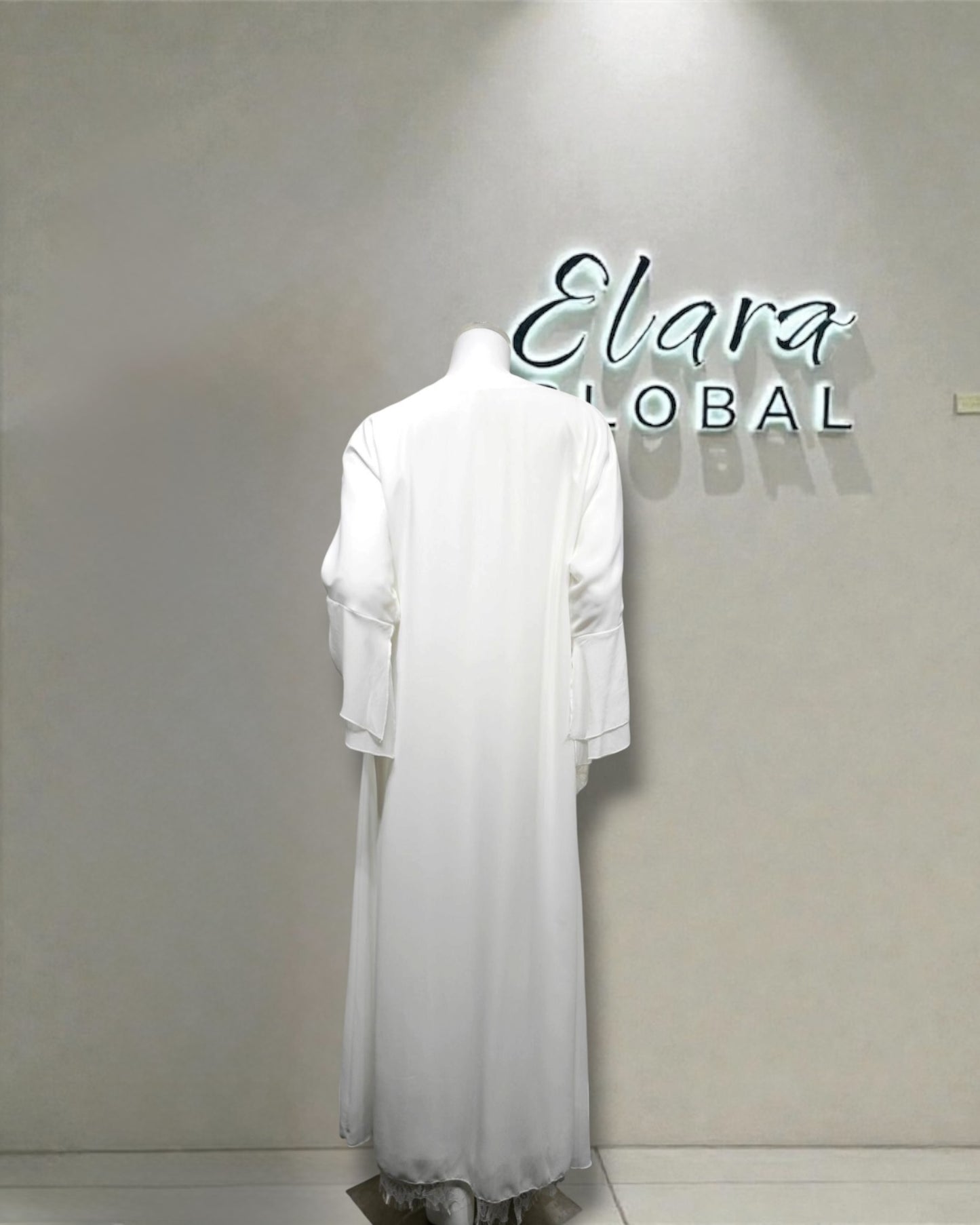 Leilah Lace 2-piece Abaya - White (EG142)