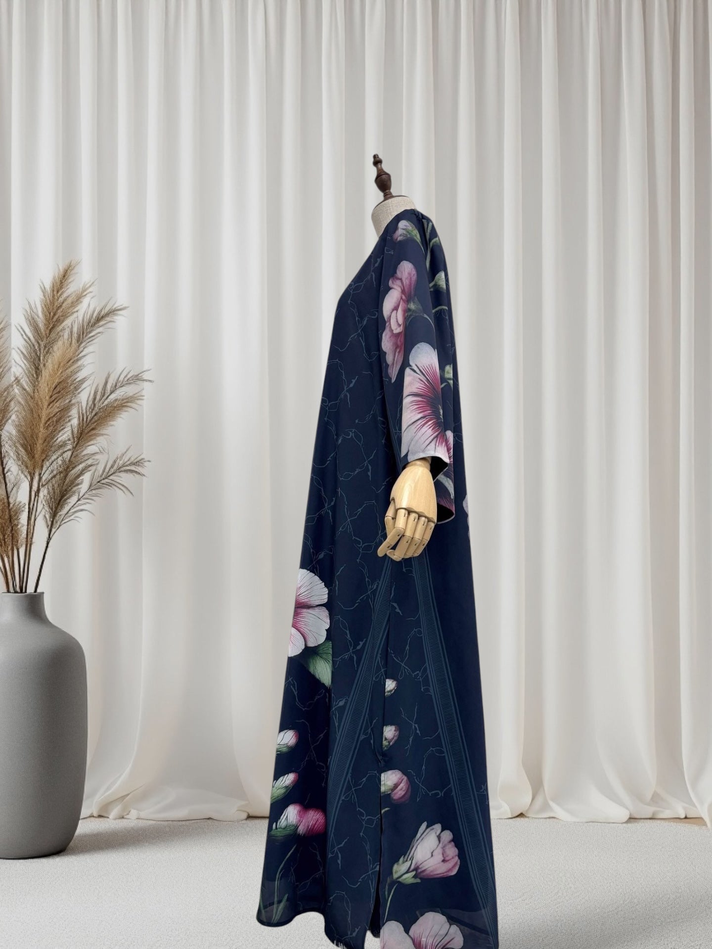 The Artisanal Midnight Floral Abaya Set (EG150)