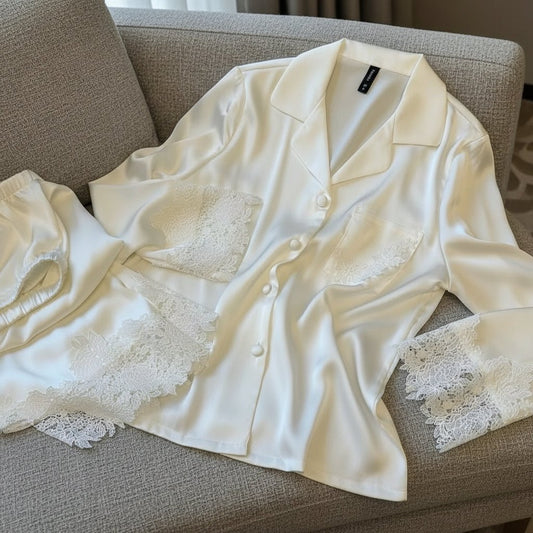 Ice Silk Lace - Trim Pajama Set (EG201) - Elara Global