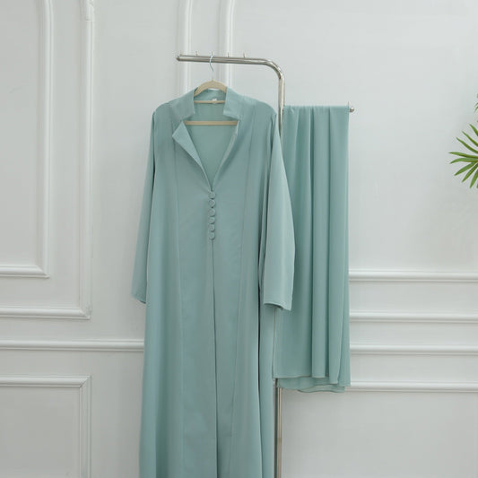Turkish Coat Abaya With Matching Hijab (EG117) - Elara Global