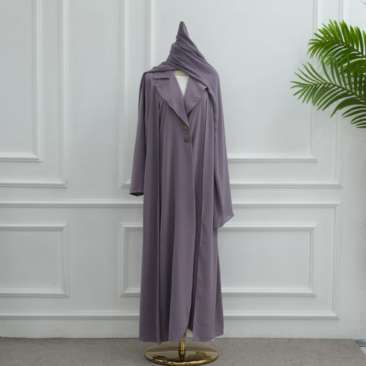 Turkish Coat Abaya With Matching Hijab (EG118) - Elara Global