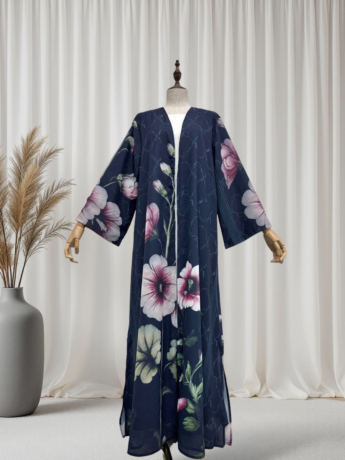 The Artisanal Midnight Floral Abaya Set (EG150)