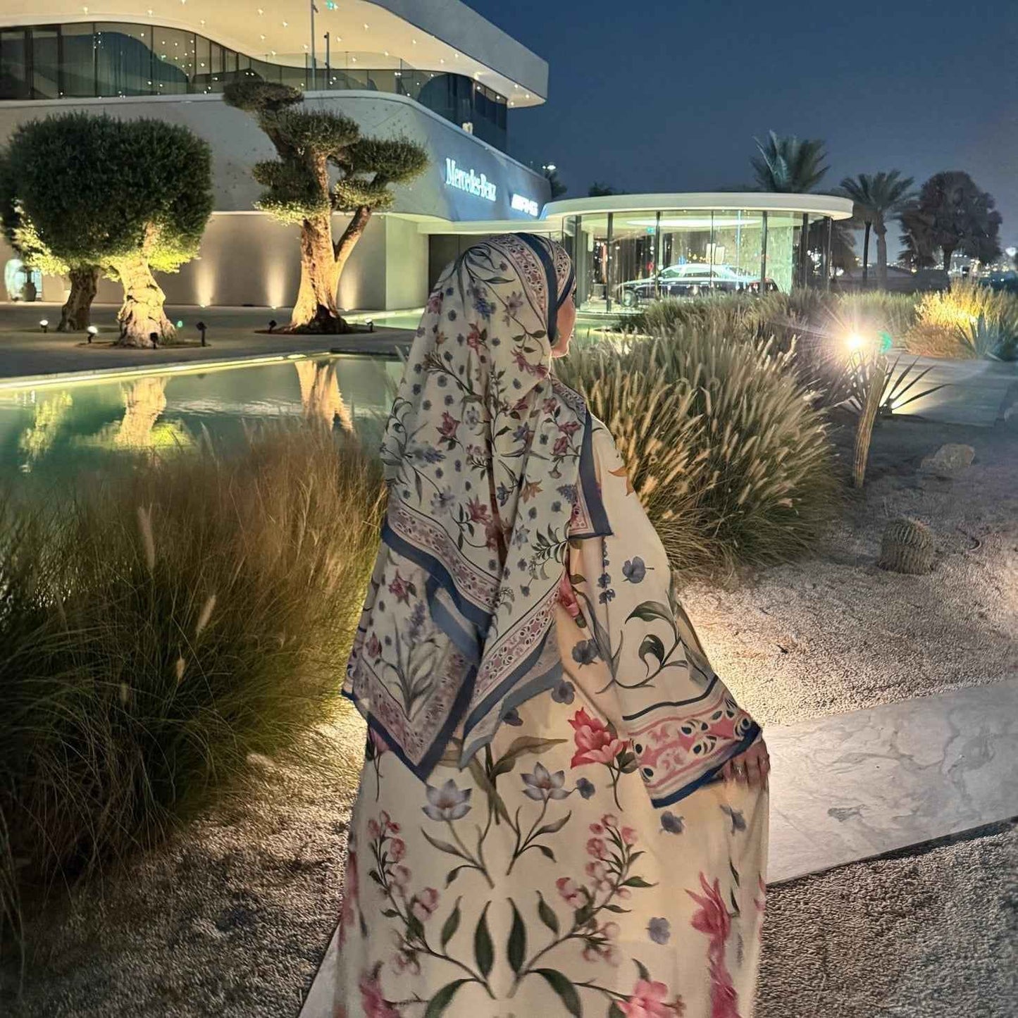Dark Floral Printed Abaya Set with Hijab (EG139)