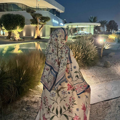 Dark Floral Printed Abaya Set with Hijab (EG139)