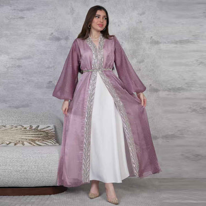 Ethereal rhinestoned Arabic Hand-Embroidered 2-piece Set