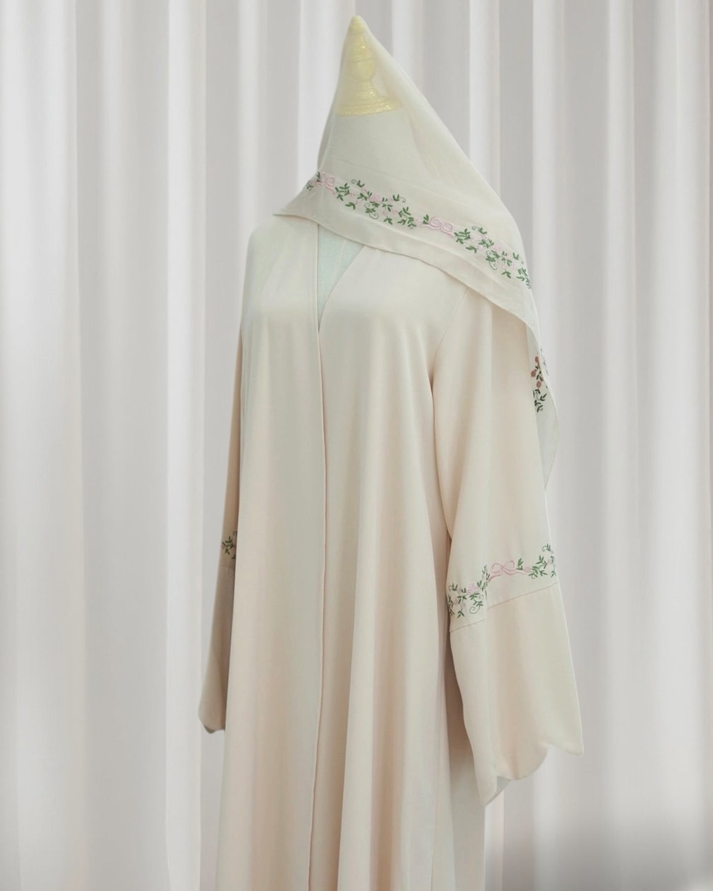 Rosette Floral Embroidered Abaya Set (EG143)