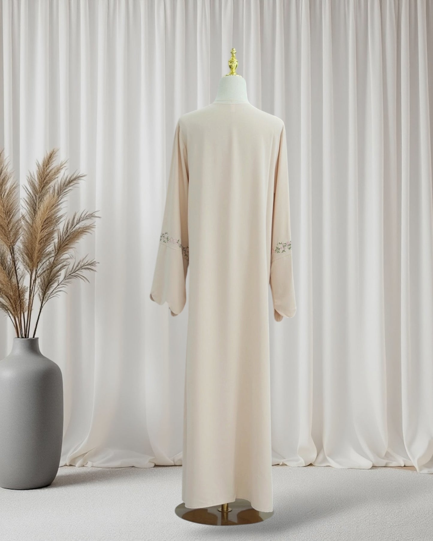 Rosette Floral Embroidered Abaya Set (EG143)
