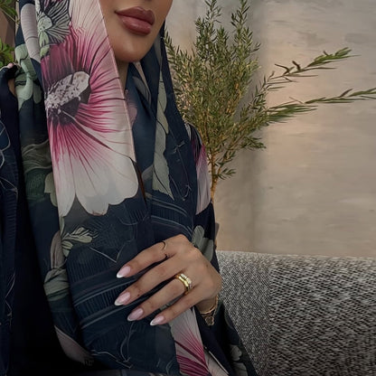 The Artisanal Midnight Floral Abaya Set (EG150)