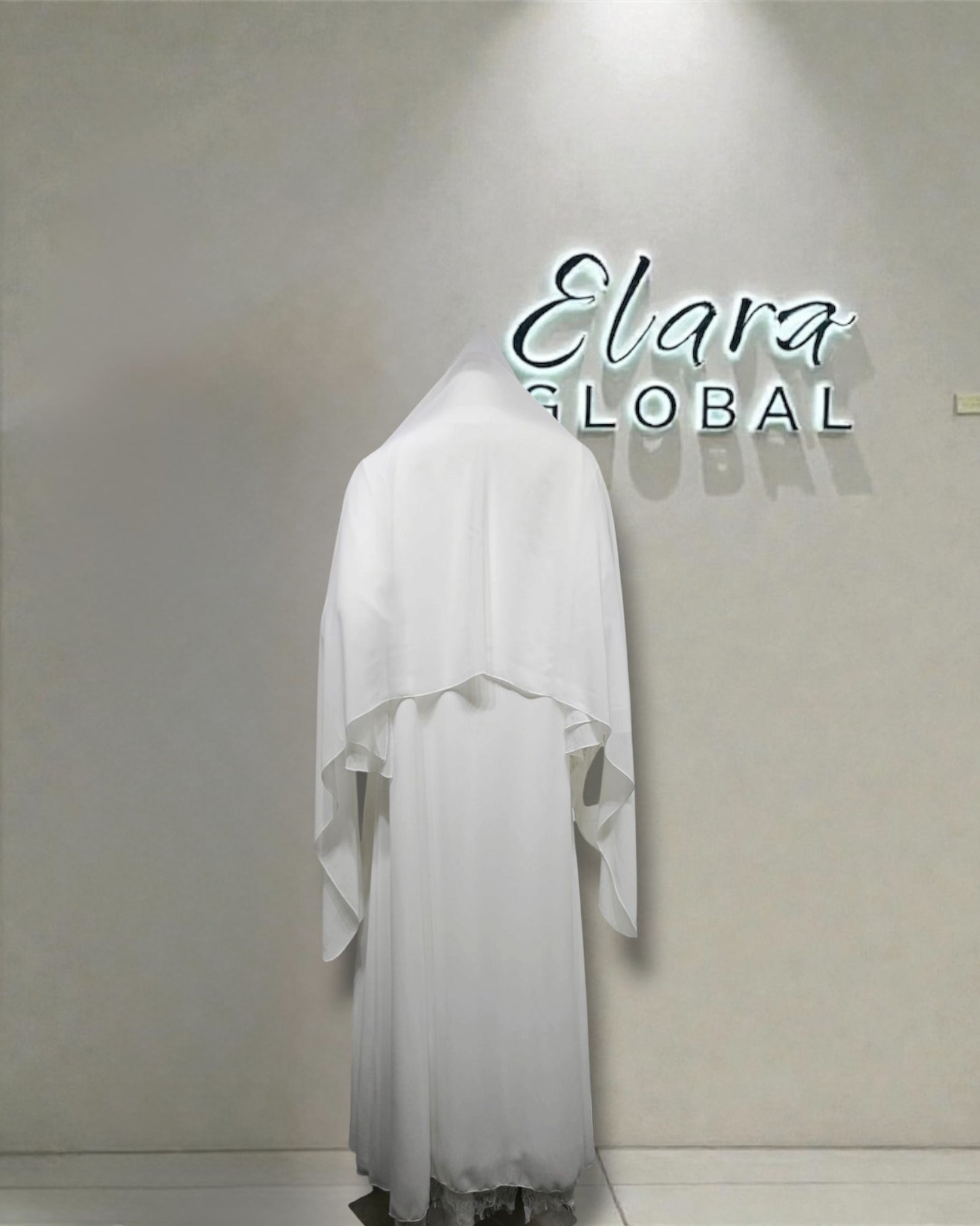 Leilah Lace 2-piece Abaya - White (EG142)