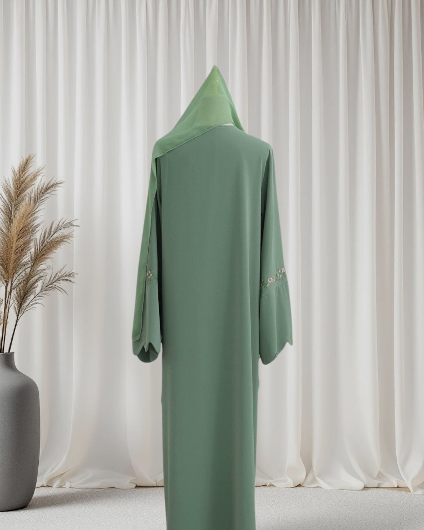 Rosette Floral Embroidered Abaya Set (EG143)
