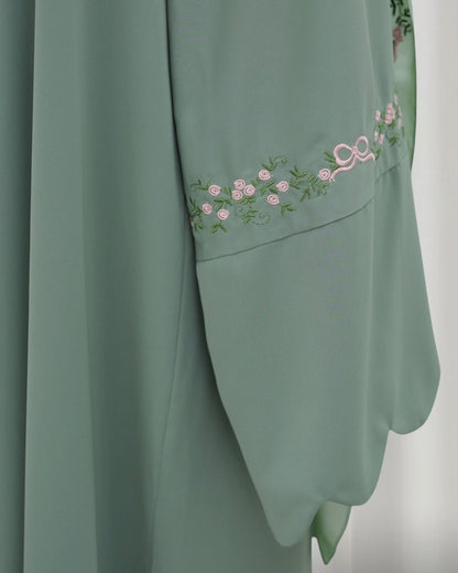 Rosette Floral Embroidered Abaya Set (EG143)