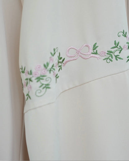 Rosette Floral Embroidered Abaya Set (EG143)