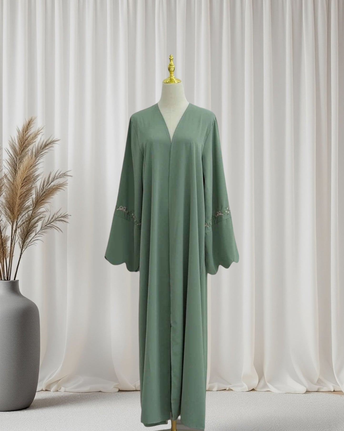 Rosette Floral Embroidered Abaya Set (EG143)