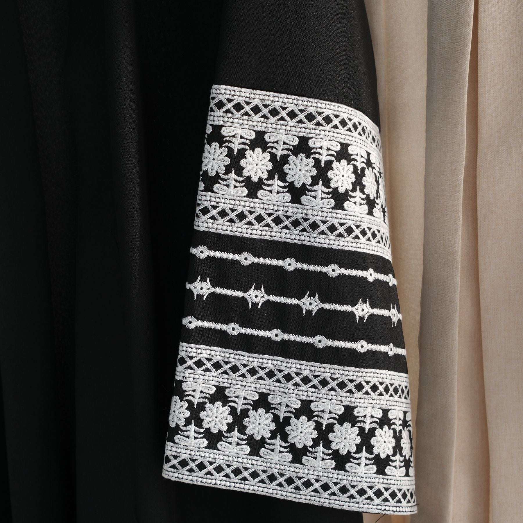 Azrah Embroidered Open Abaya (EG102) - Elara Global