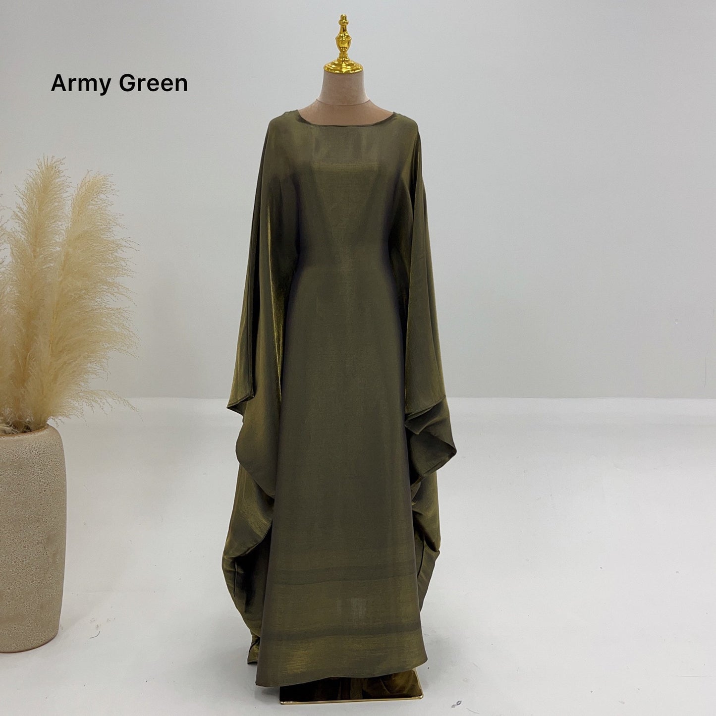 Bright Silk Satin Waist Abaya With Matching Hijab (EG120) - Elara Global