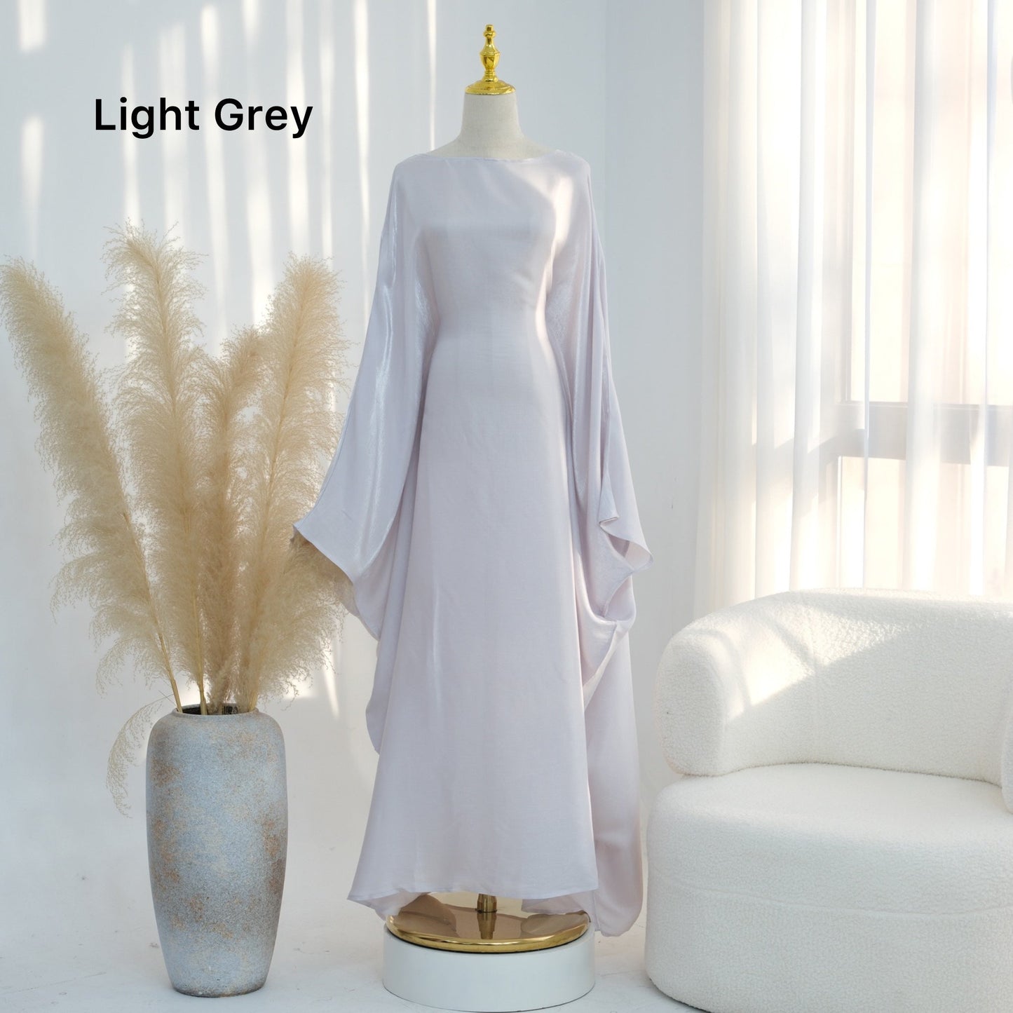 Bright Silk Satin Waist Abaya With Matching Hijab (EG120) - Elara Global