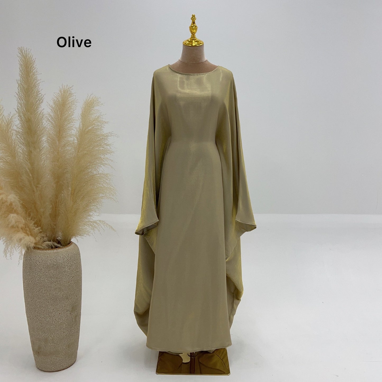 Bright Silk Satin Waist Abaya With Matching Hijab (EG120) - Elara Global