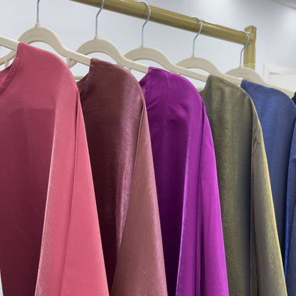 Bright Silk Satin Waist Abaya With Matching Hijab (EG120) - Elara Global