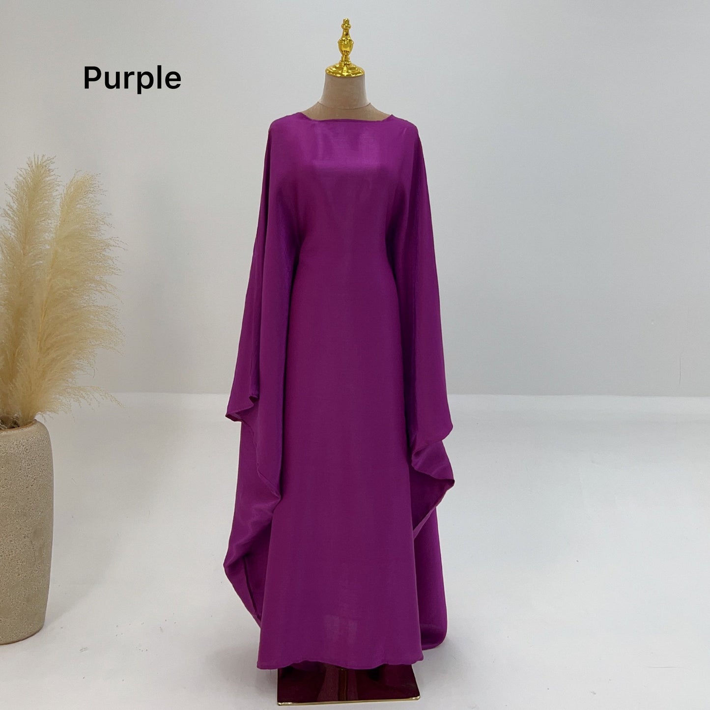 Bright Silk Satin Waist Abaya With Matching Hijab (EG120) - Elara Global