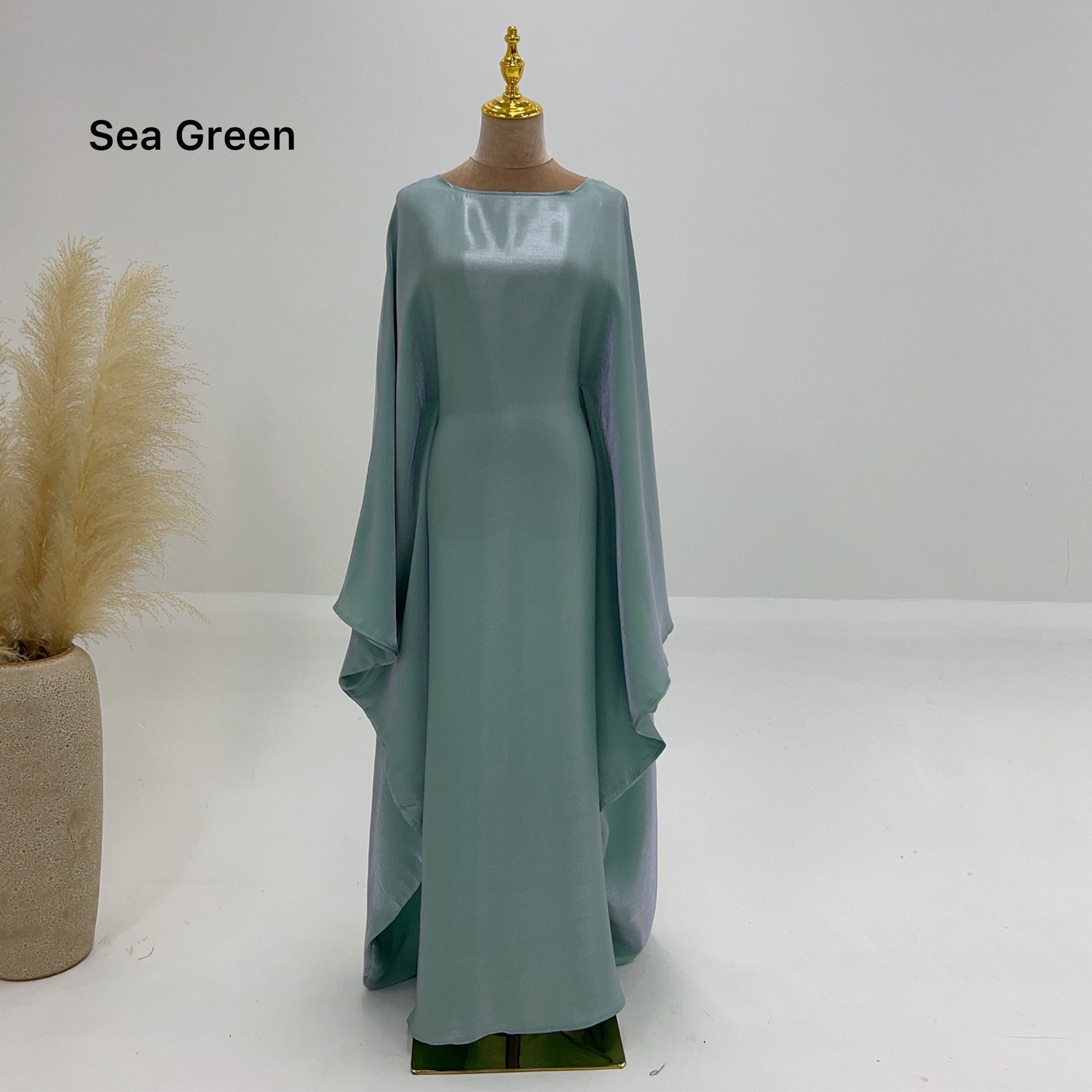 Bright Silk Satin Waist Abaya With Matching Hijab (EG120) - Elara Global