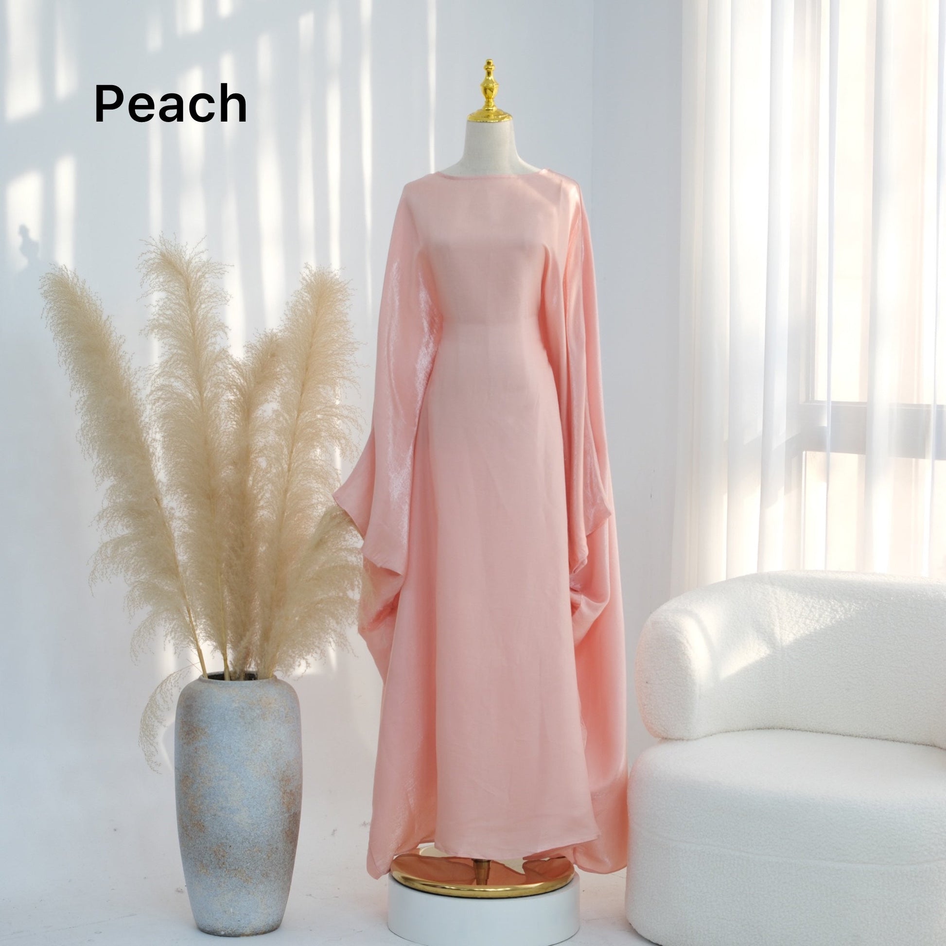 Bright Silk Satin Waist Abaya With Matching Hijab (EG120) - Elara Global