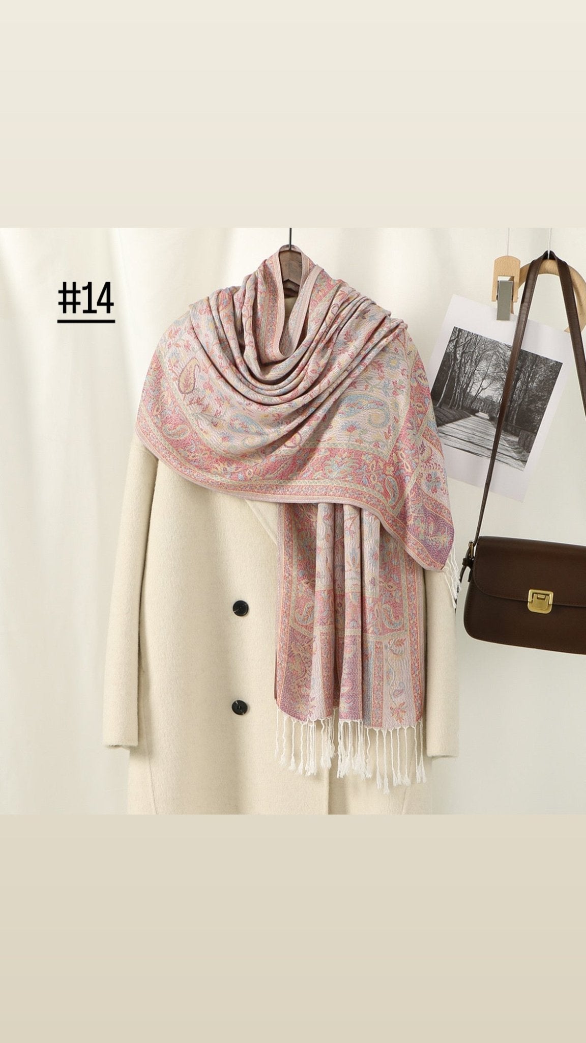 Classic Ethnic Style Popular Cashew Nutted Printed Hanging Tassel Elegant Shawl - Elara Global