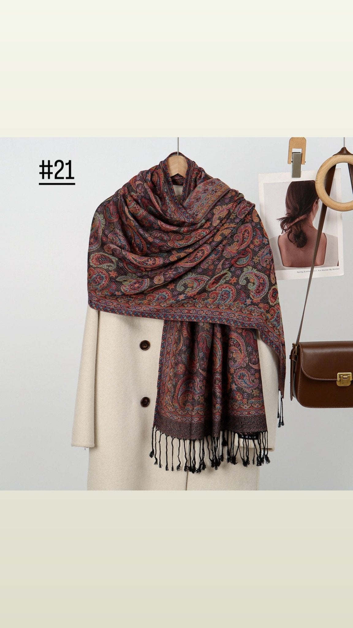 Classic Ethnic Style Popular Cashew Nutted Printed Hanging Tassel Elegant Shawl - Elara Global