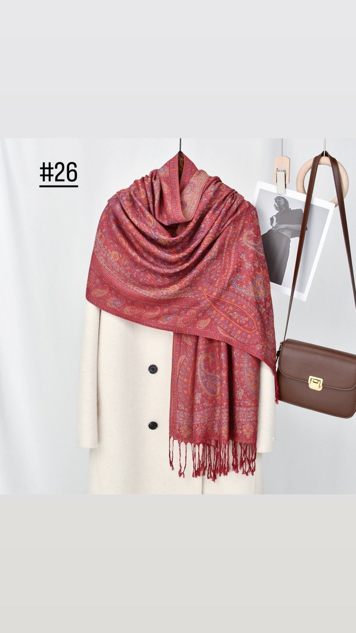 Classic Ethnic Style Popular Cashew Nutted Printed Hanging Tassel Elegant Shawl - Elara Global