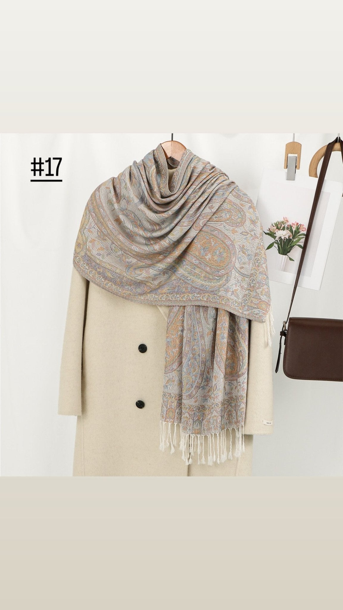 Classic Ethnic Style Popular Cashew Nutted Printed Hanging Tassel Elegant Shawl - Elara Global