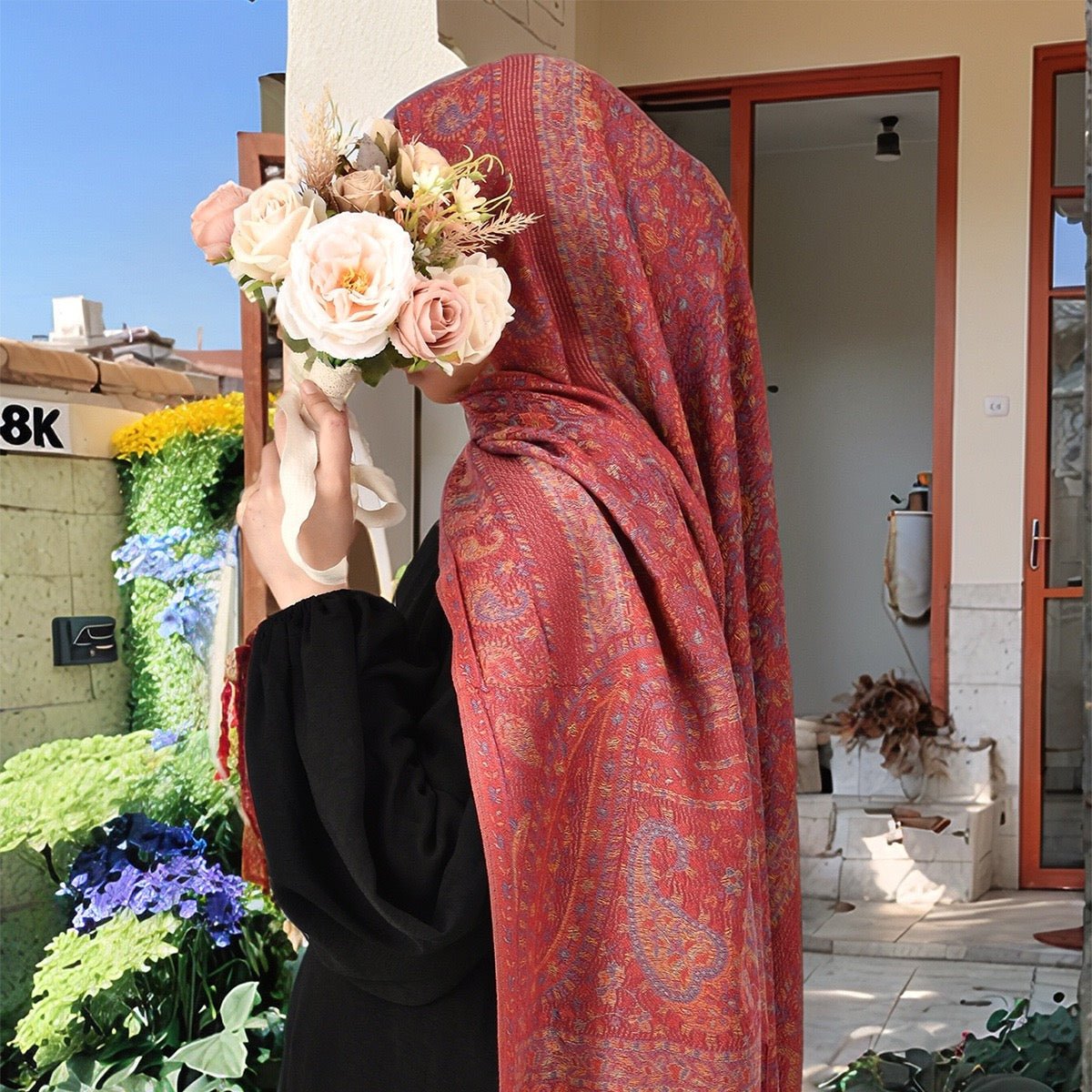 Classic Ethnic Style Popular Cashew Nutted Printed Hanging Tassel Elegant Shawl - Elara Global