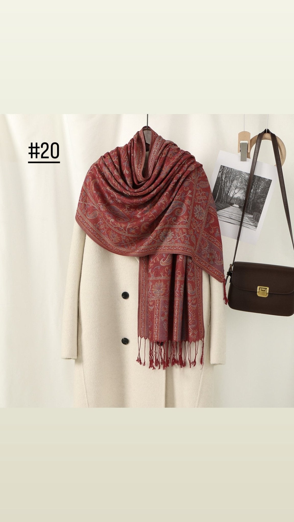 Classic Ethnic Style Popular Cashew Nutted Printed Hanging Tassel Elegant Shawl - Elara Global