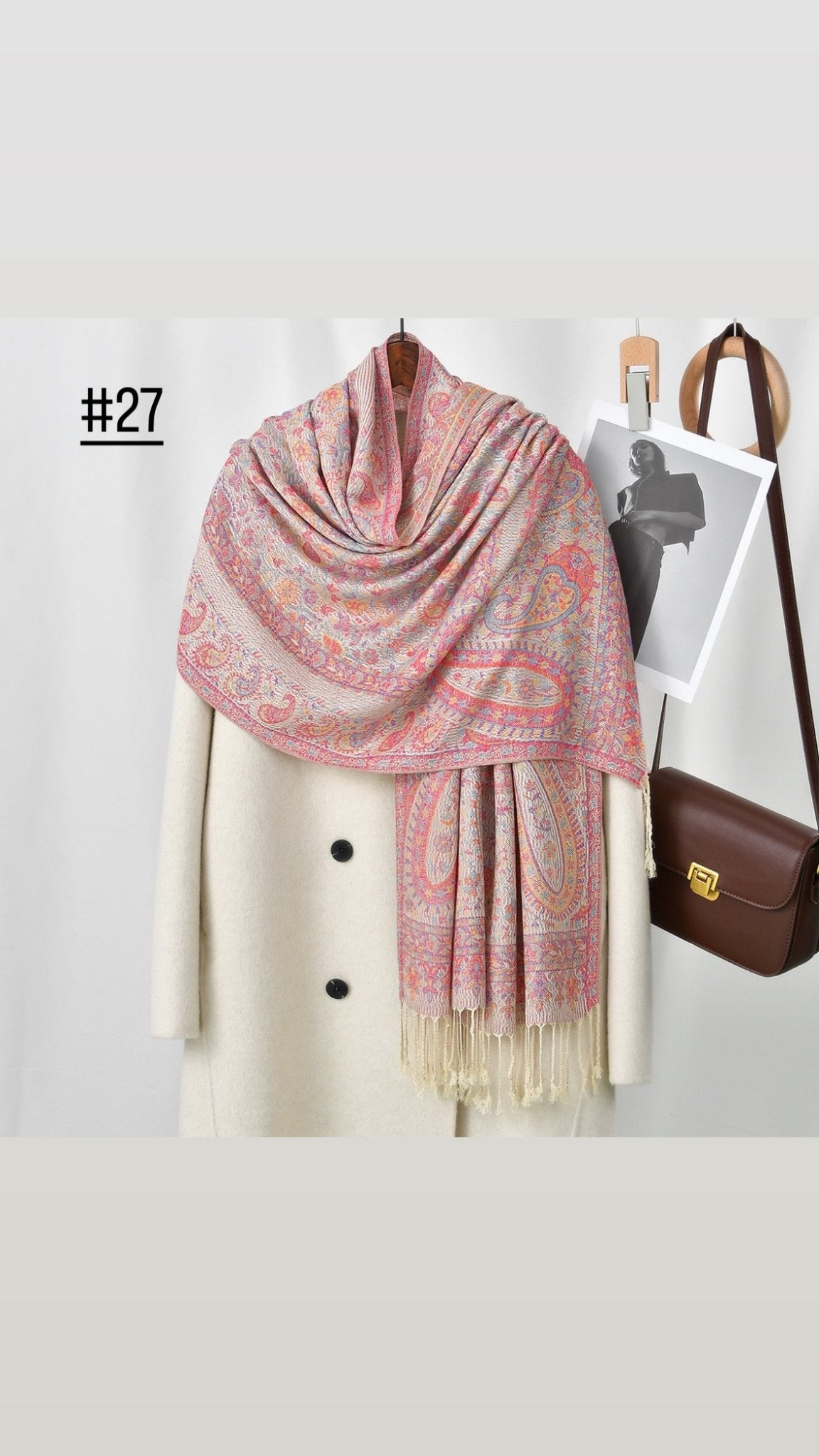 Classic Ethnic Style Popular Cashew Nutted Printed Hanging Tassel Elegant Shawl - Elara Global