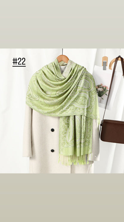 Classic Ethnic Style Popular Cashew Nutted Printed Hanging Tassel Elegant Shawl - Elara Global