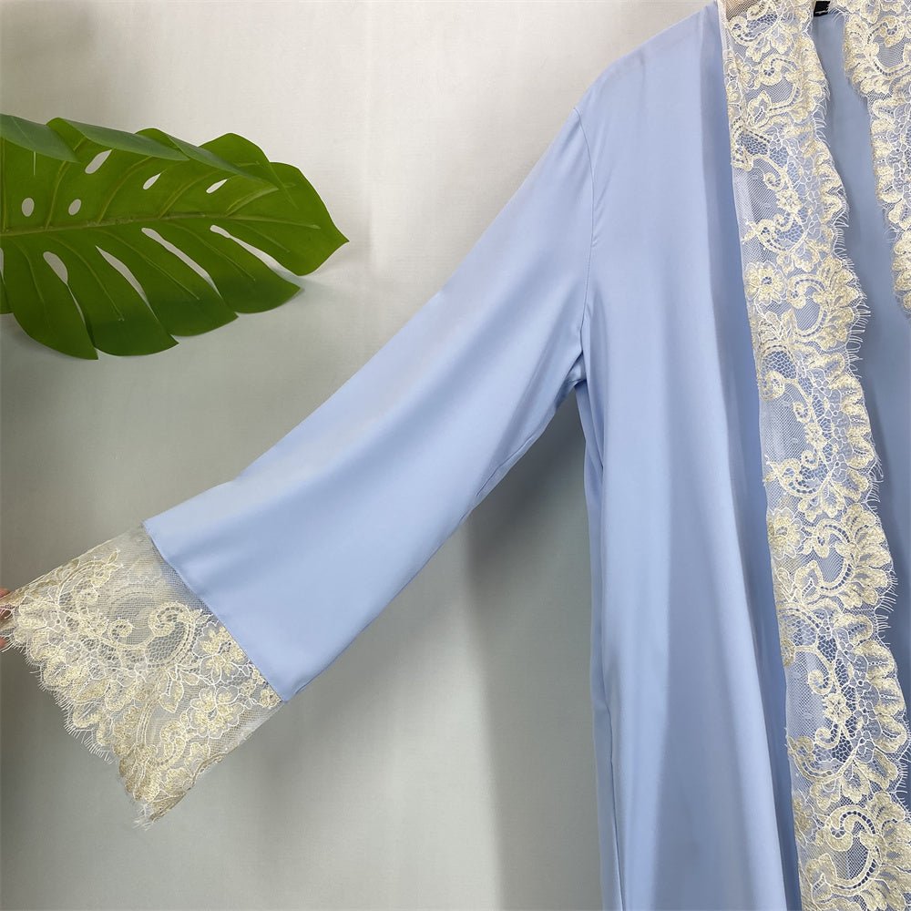 Elegant luxury lace edge cardigan abaya with hijab (EG133) - Elara Global