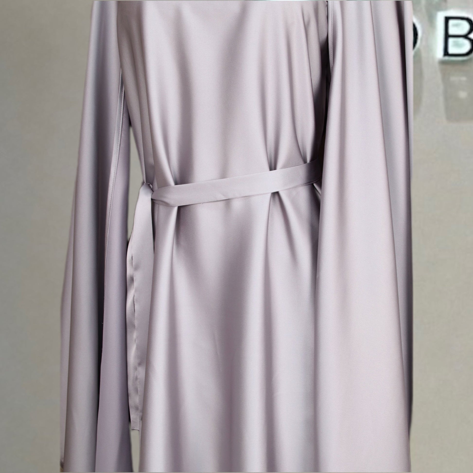 Elegant Satin Kaftan 3 - Piece Abaya Set With Beaded Fringe Details (EG125) - Elara Global