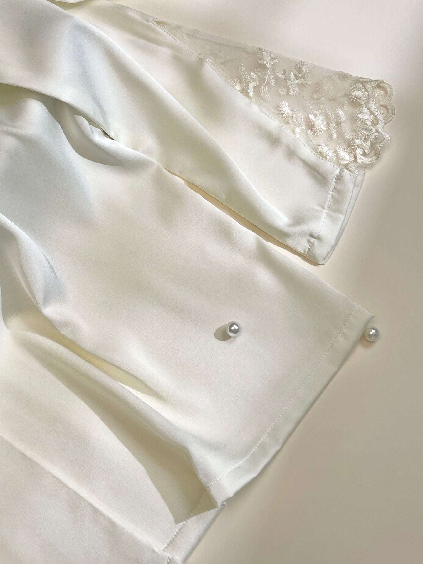 Embroidered Lace Ice Silk Pajama Set - Elara Global