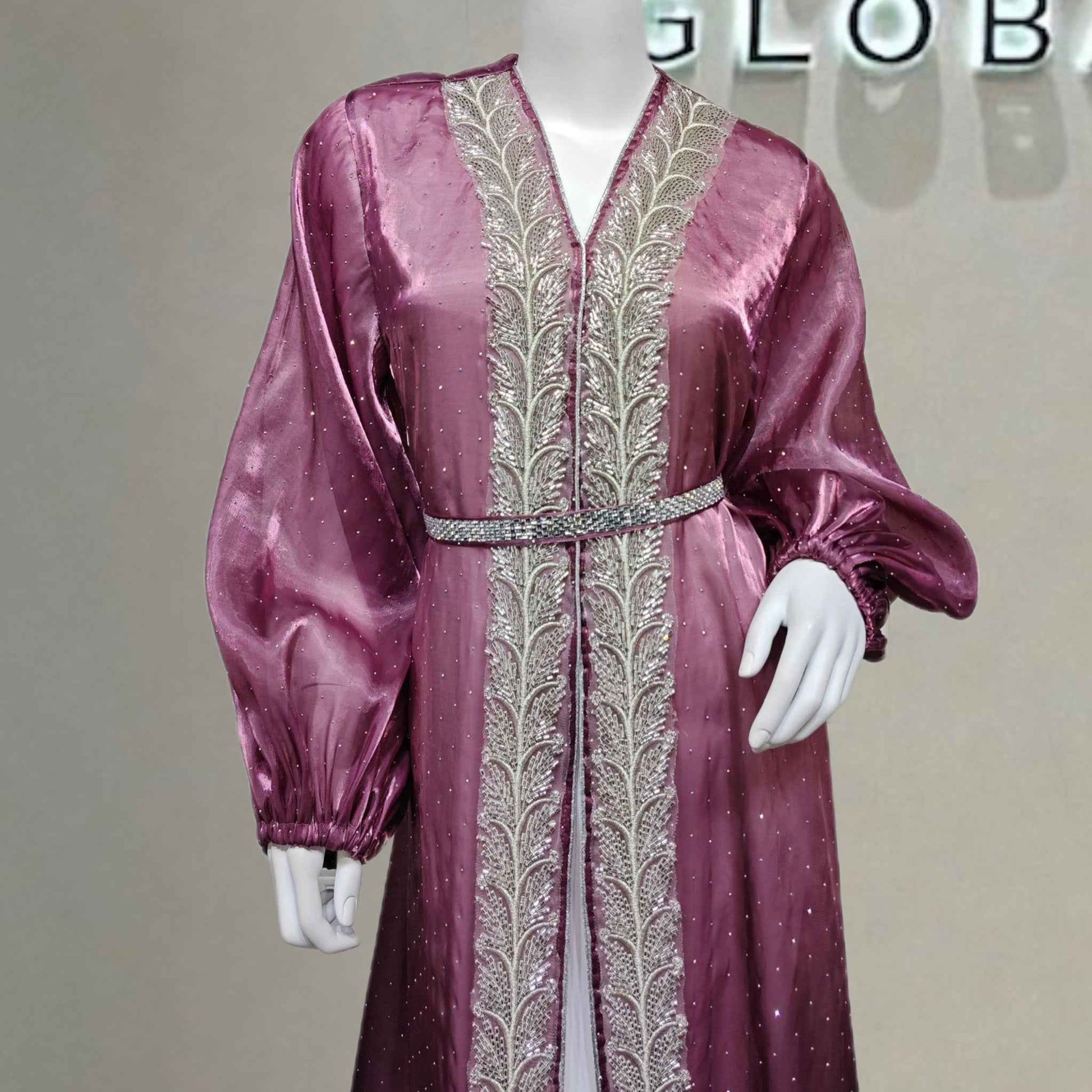 Ethereal rhinestoned Arabic Hand - Embroidered 2 - piece Set - Elara Global