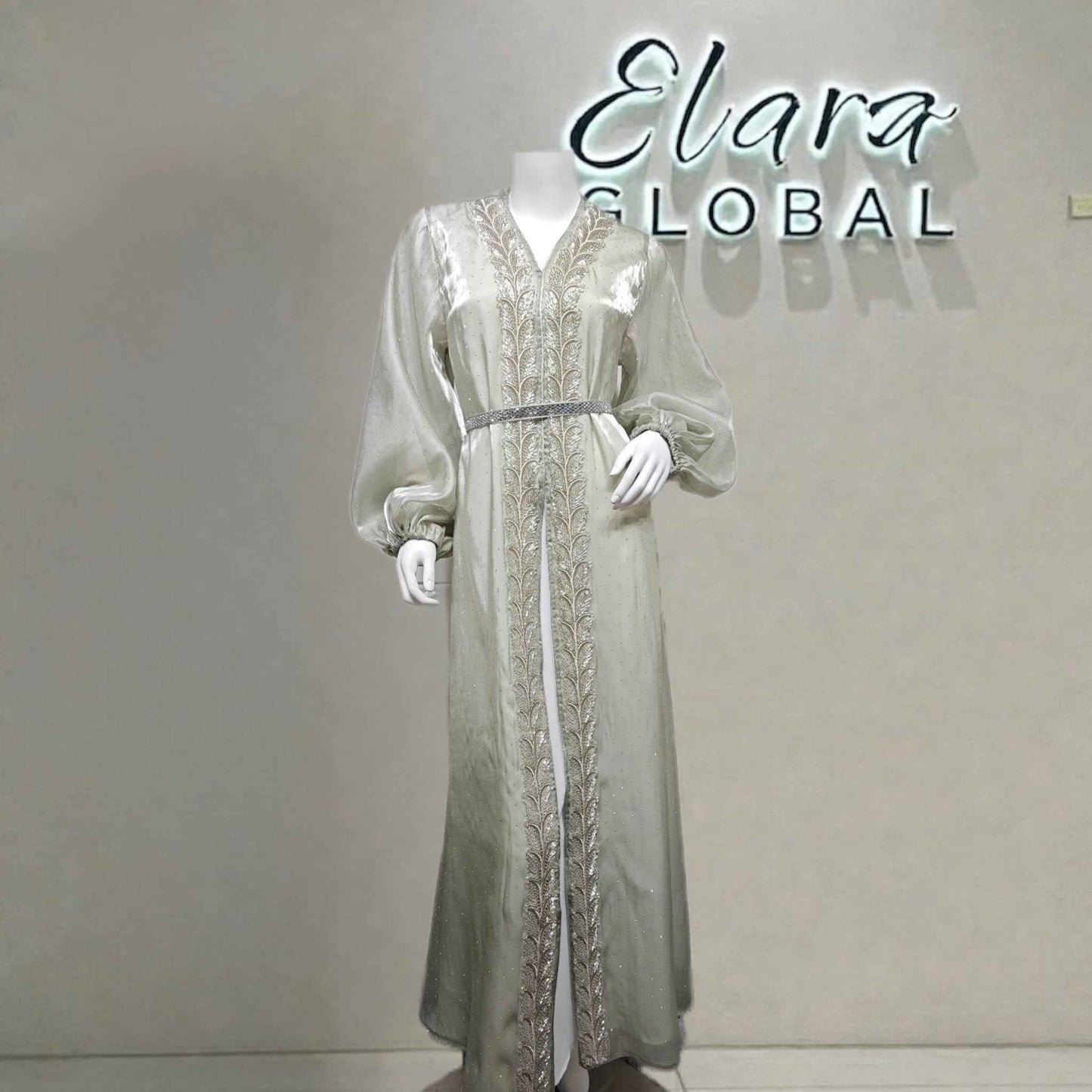 Ethereal rhinestoned Arabic Hand - Embroidered 2 - piece Set - Elara Global
