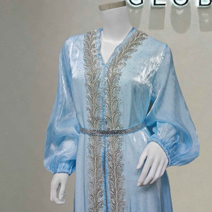 Ethereal rhinestoned Arabic Hand - Embroidered 2 - piece Set - Elara Global