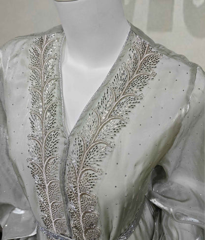 Ethereal rhinestoned Arabic Hand - Embroidered 2 - piece Set - Elara Global