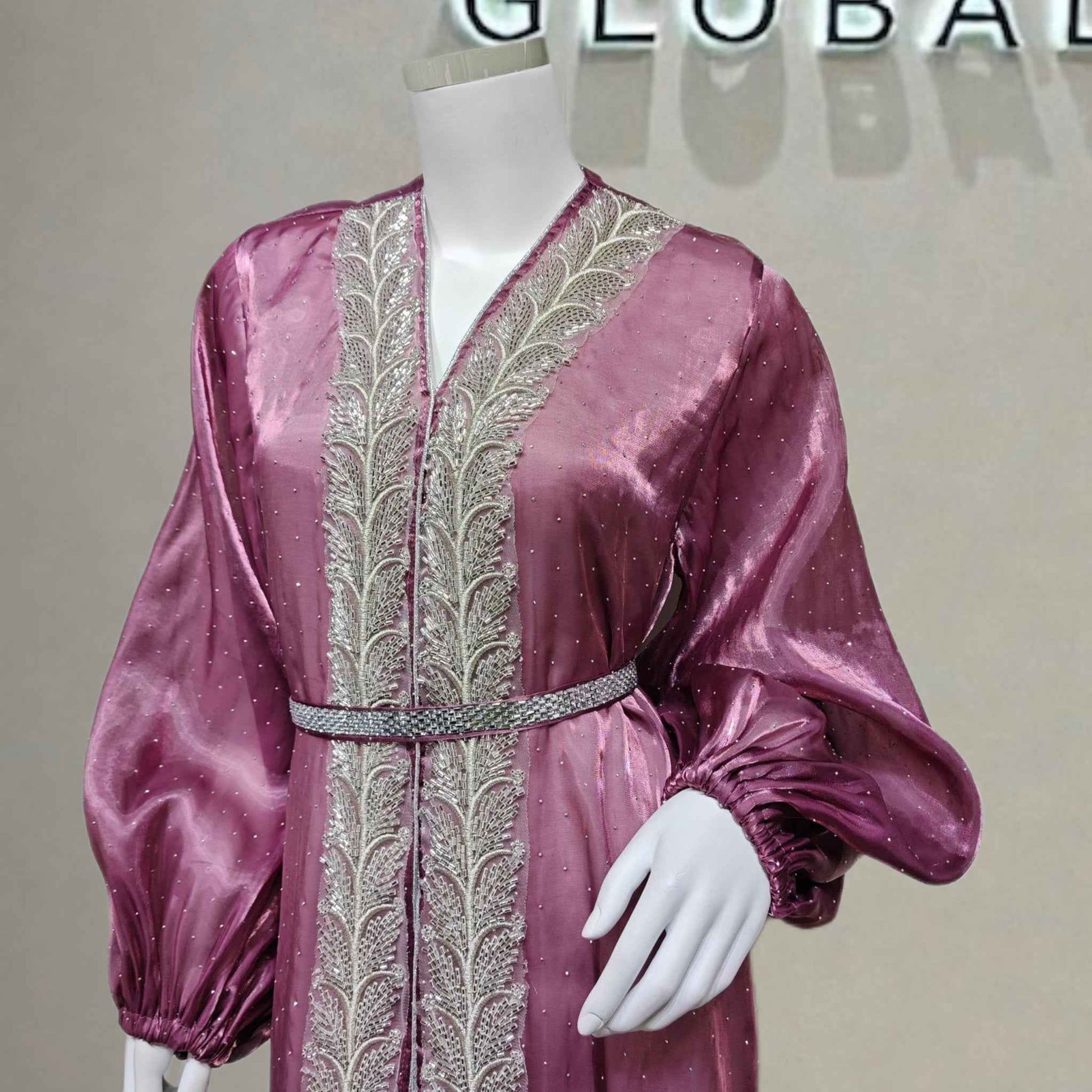 Ethereal rhinestoned Arabic Hand - Embroidered 2 - piece Set - Elara Global