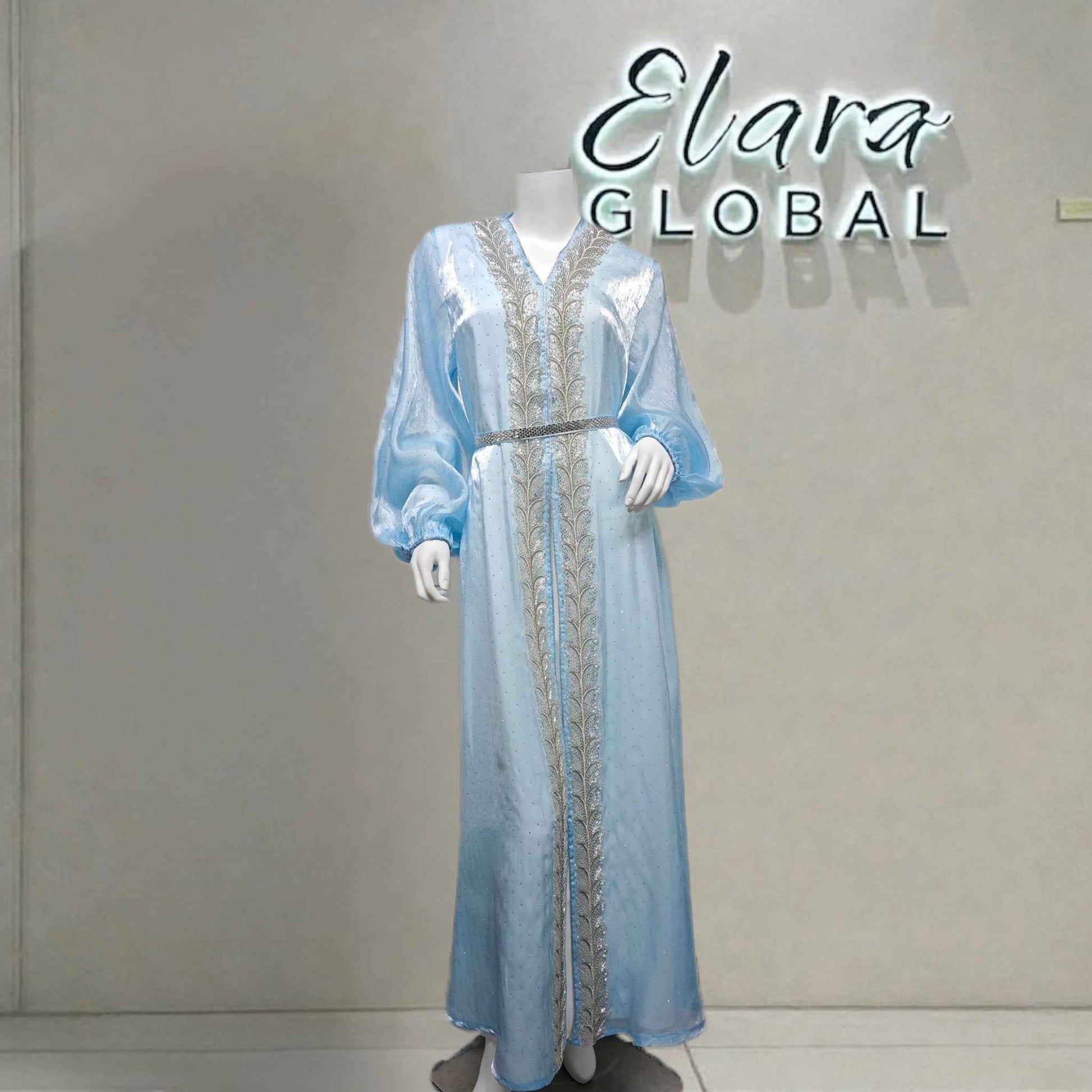 Ethereal rhinestoned Arabic Hand - Embroidered 2 - piece Set - Elara Global