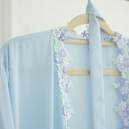 Floral Edge Open Abaya Cardigan With Matching Hijab (EG123) - Elara Global