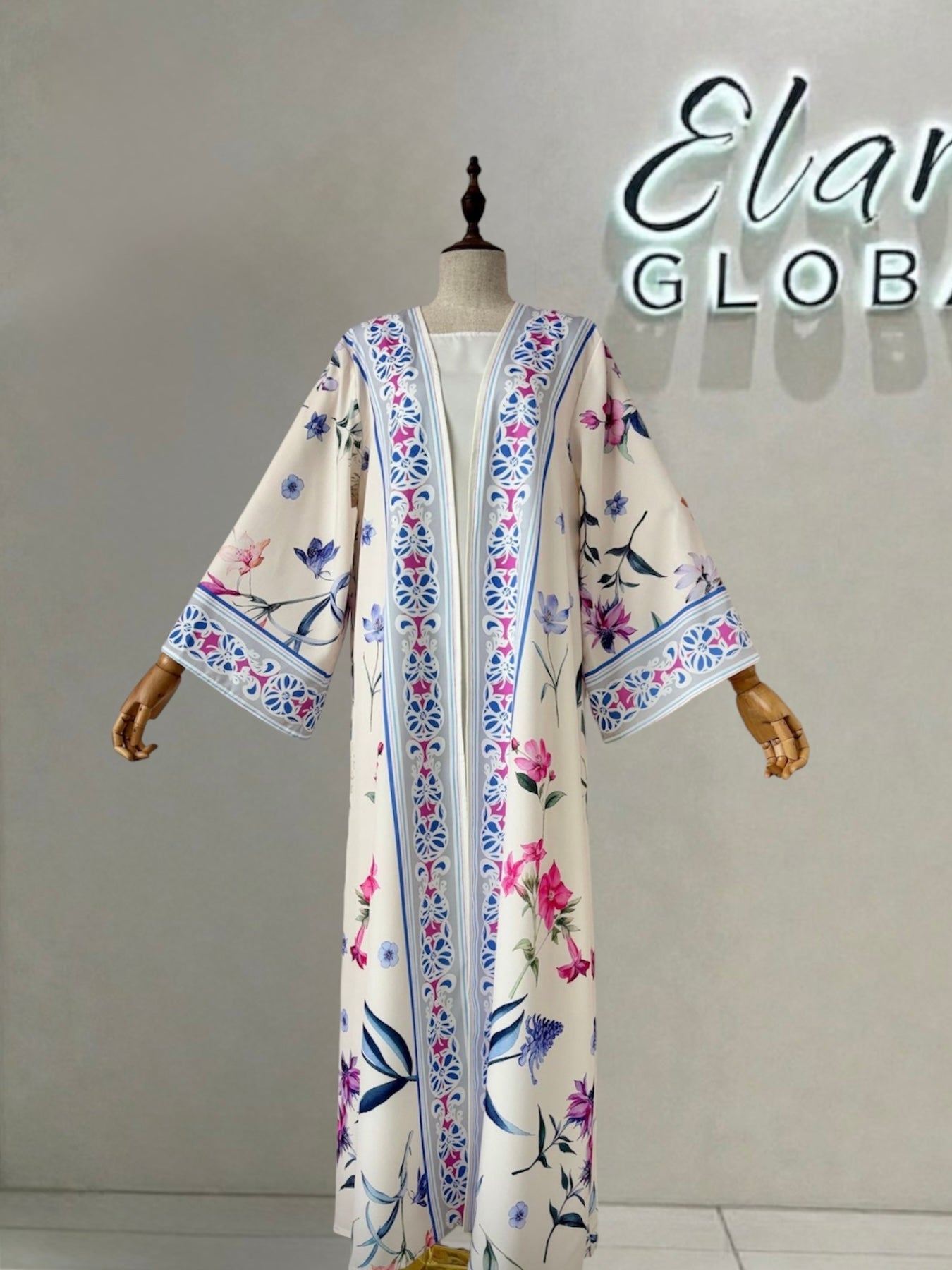Floral Printed Abaya Set with Hijab (EG129) - Elara Global