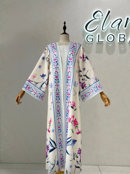 Floral Printed Abaya Set with Hijab (EG129) - Elara Global