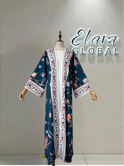 Floral Printed Abaya Set with Hijab (EG129) - Elara Global