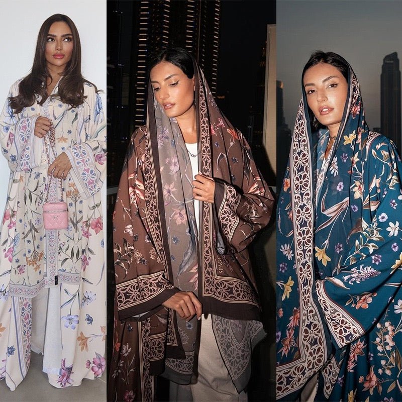 Floral Printed Abaya Set with Hijab (EG129) - Elara Global