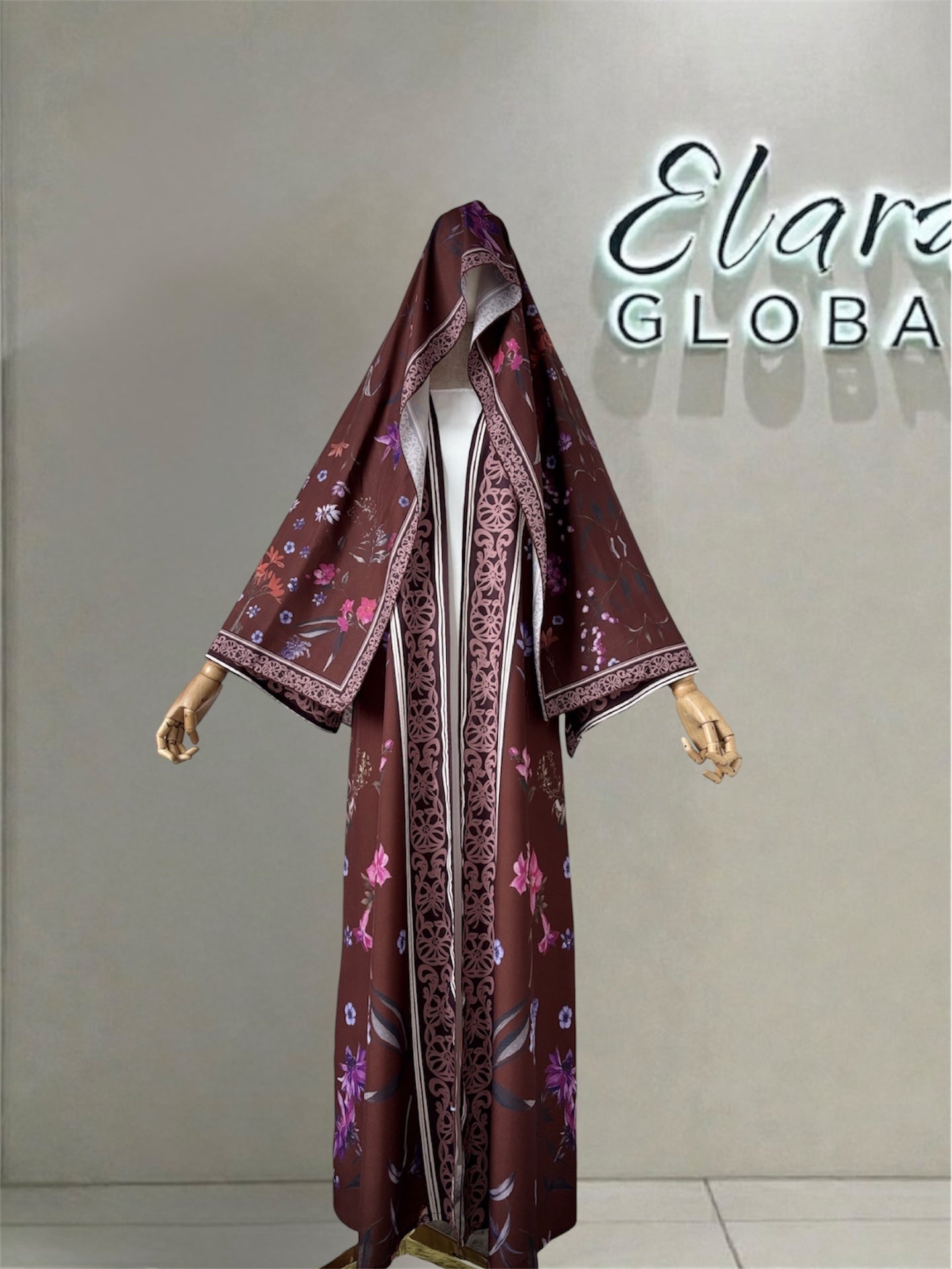 Floral Printed Abaya Set with Hijab (EG129) - Elara Global