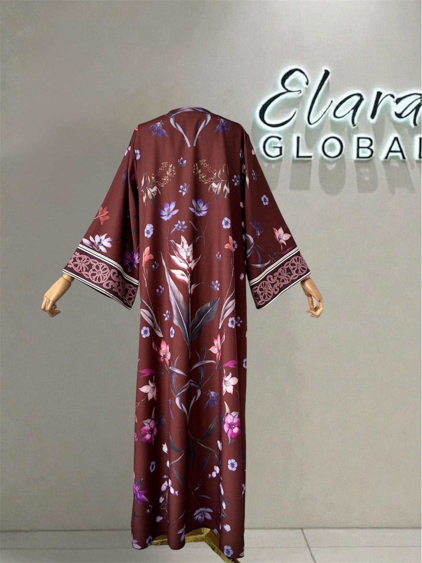 Floral Printed Abaya Set with Hijab (EG129) - Elara Global