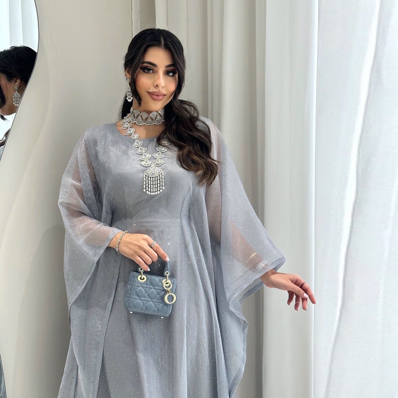 Gradient Organza Loose Abaya With Matching Hijab (EG121) - Elara Global